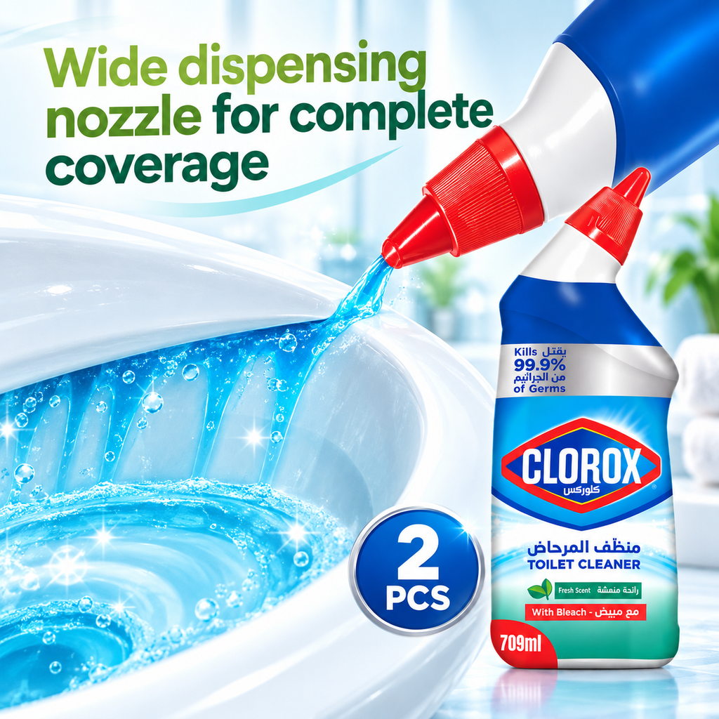 Clorox Toilet Cleaner Fresh Scent 709ml – Powerful Bathroom Cleaning 2Pcs
