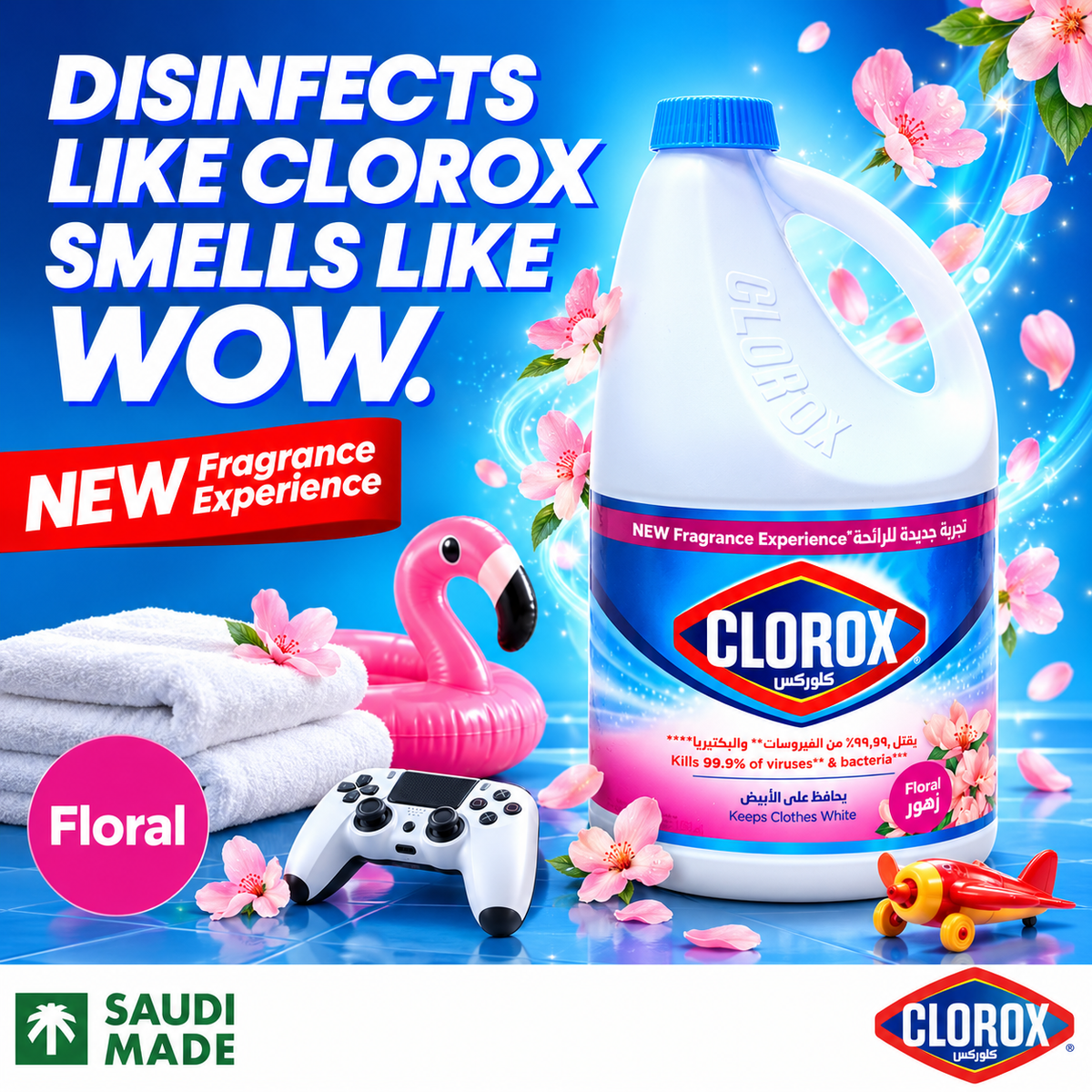 Clorox Floral Scent Bleach 1.89L – Powerful Cleaning & Freshness 4 Pcs