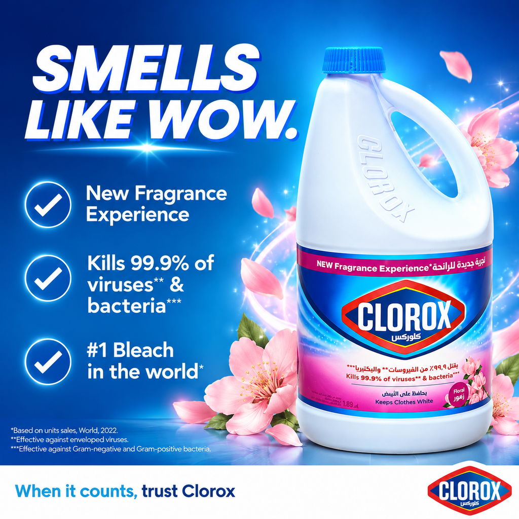 Clorox Floral Scent Bleach 1.89L – Powerful Cleaning & Freshness 4 Pcs