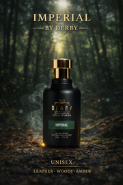 Derby Imperial perfume bottle in a forest setting