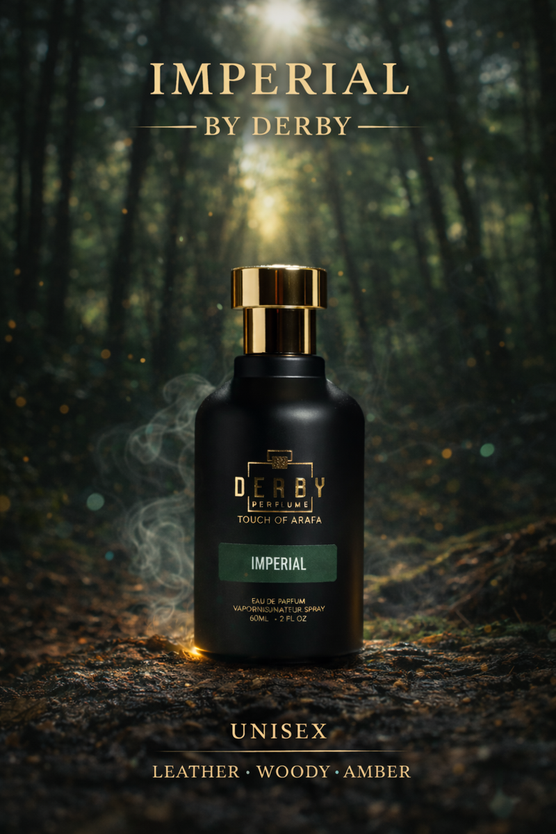 Derby Imperial perfume bottle in a forest setting