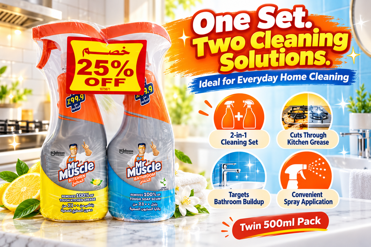 Mr Muscle Kitchen + Bathroom Cleaner Twin Pack – 2 x 500ml