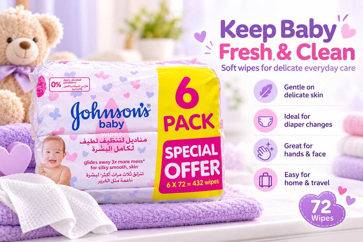Johnson’s Baby Wipes – Gentle Cleansing, 72 Count