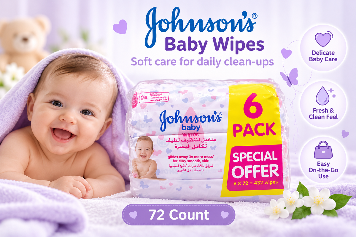 Johnson’s Baby Wipes – Gentle Cleansing, 72 Count