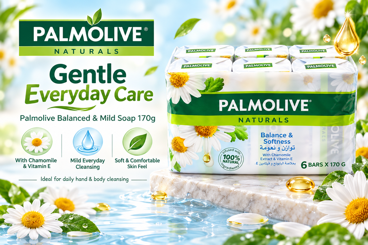 Palmolive Balanced & Mild Soap with Chamomile & Vitamin E – 170g