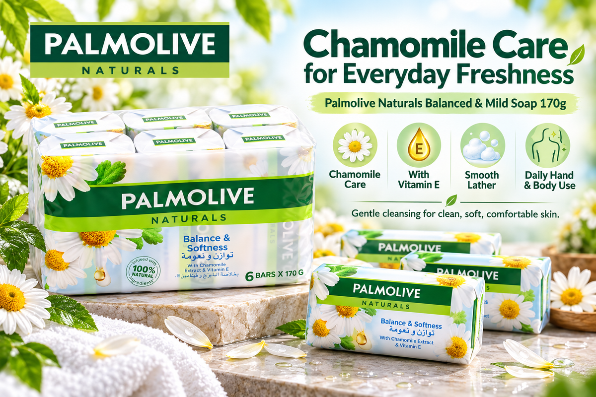 Palmolive Balanced & Mild Soap with Chamomile & Vitamin E – 170g