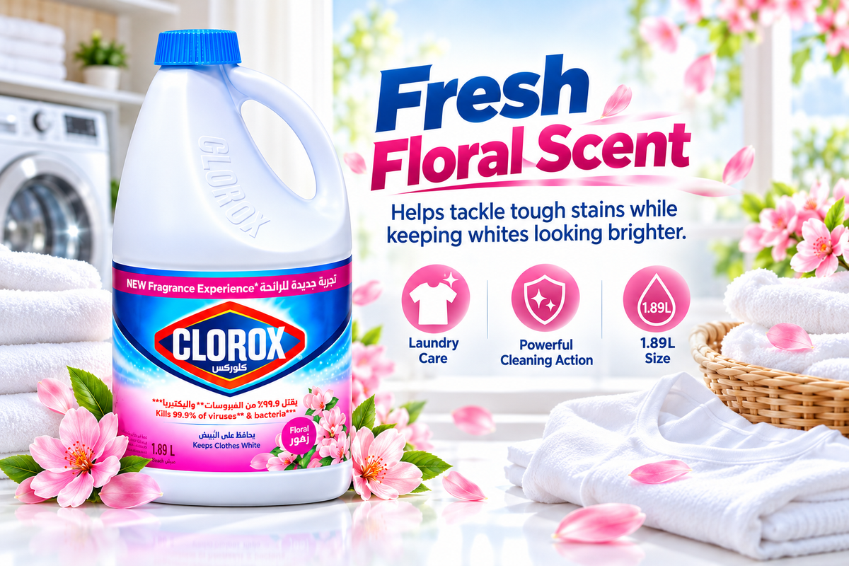 Clorox Floral Scent Bleach 1.89L – Powerful Cleaning & Freshness 4 Pcs