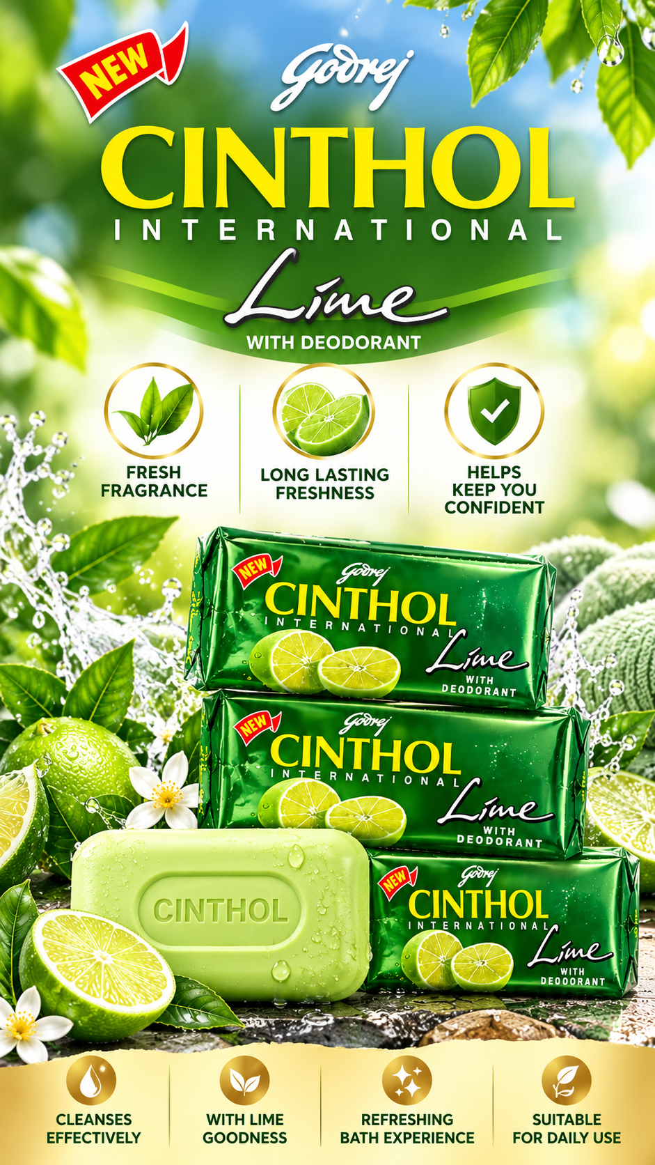 Cinthol Lime Fresh Bathing Soap – 125g x