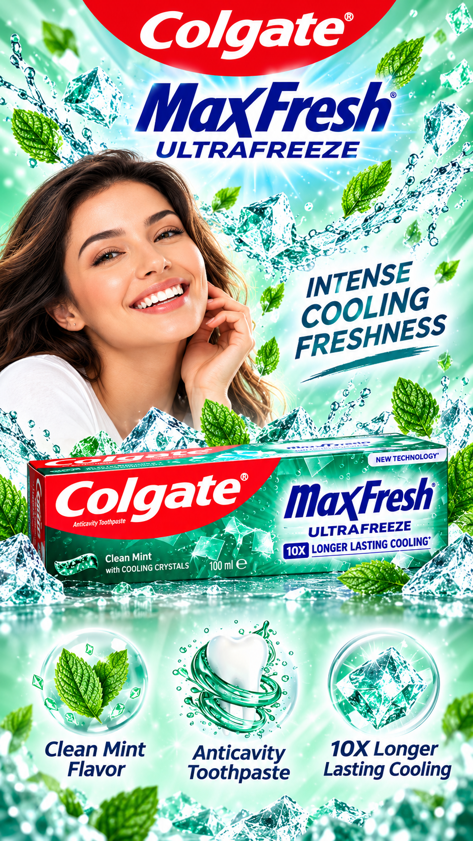 Colgate Max Fresh Clean Mint Toothpaste 100ml – Refreshing Mint Freshness x10pcs