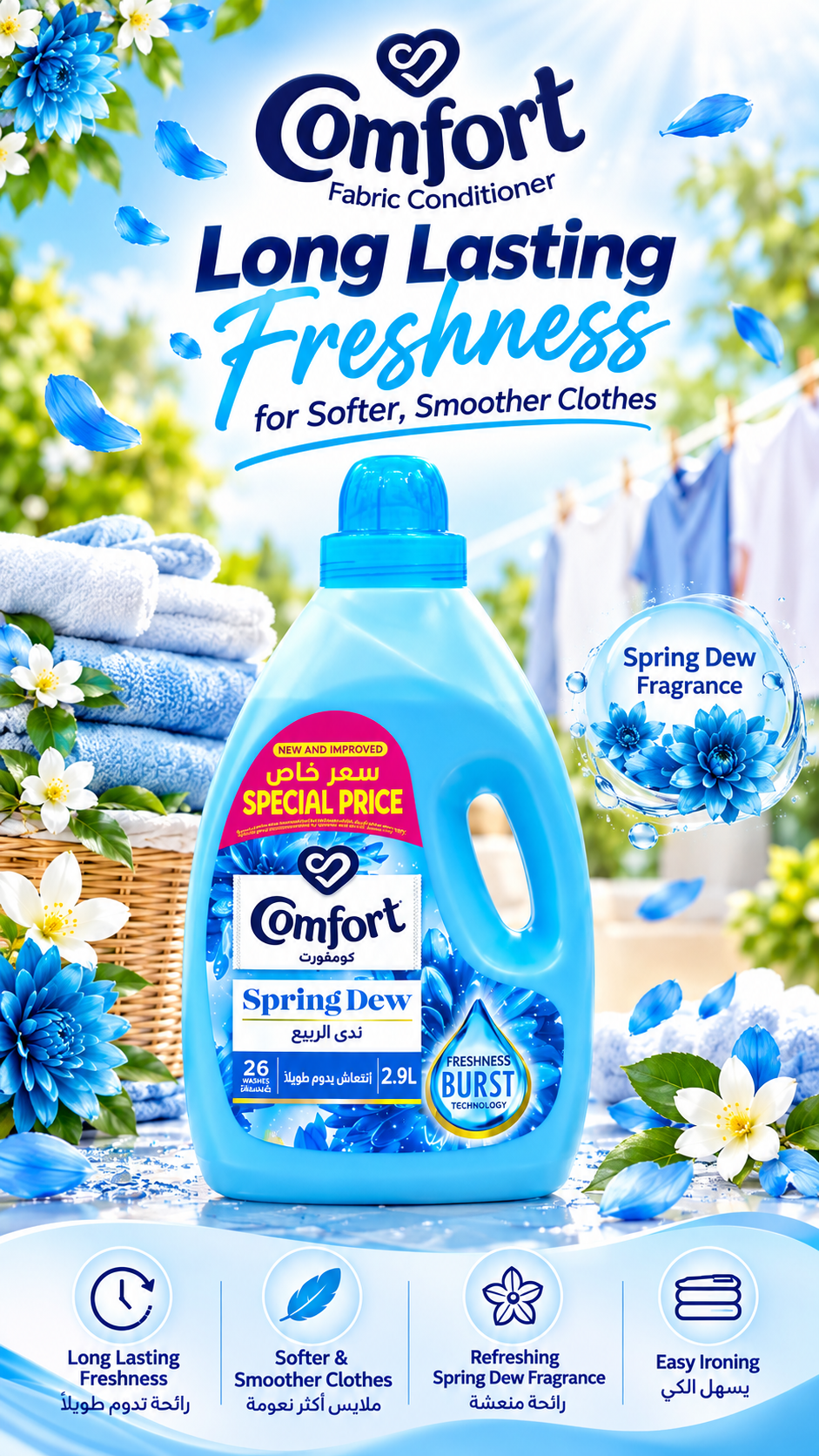Comfort Spring Dew Blue Fabric Conditioner – 2.9L
