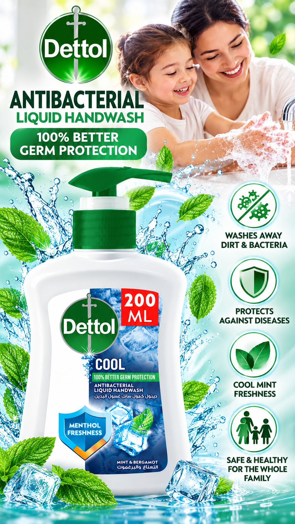 Dettol Cool Mint Hand Wash – 200ml x 3pcs