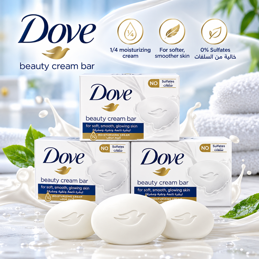 Dove Beauty Cream Bar White 135g – Gentle Cleansing & Moisturising Care 3 Pcs