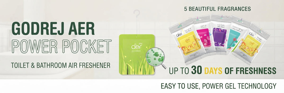Godrej aer Power Pocket Bathroom Freshener – Jasmine Floral Delight (10g) | Lasts up to 30 days | Germ Protection