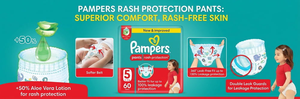 Pampers Rash Protection Pants Diapers, Size 5, 12-18kg, Giant Pack, 60 pcs