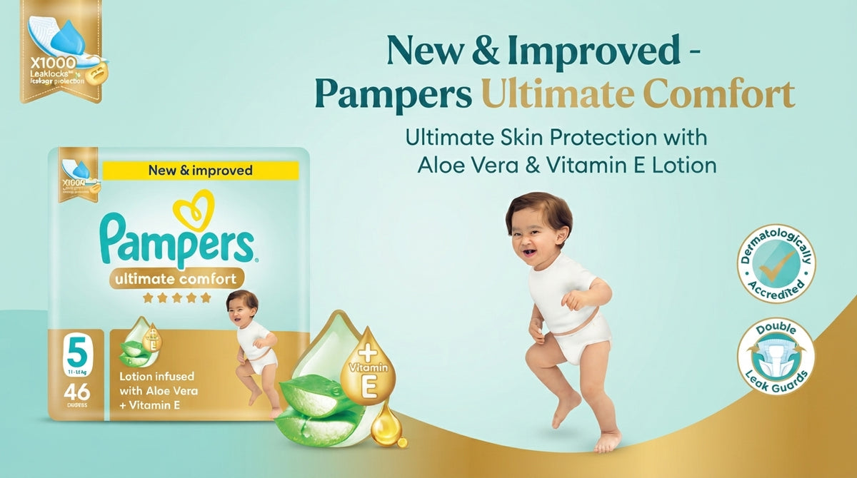 Pampers Ultimate Comfort Taped Diapers, Size 5, 11-16kg, 46 pcs