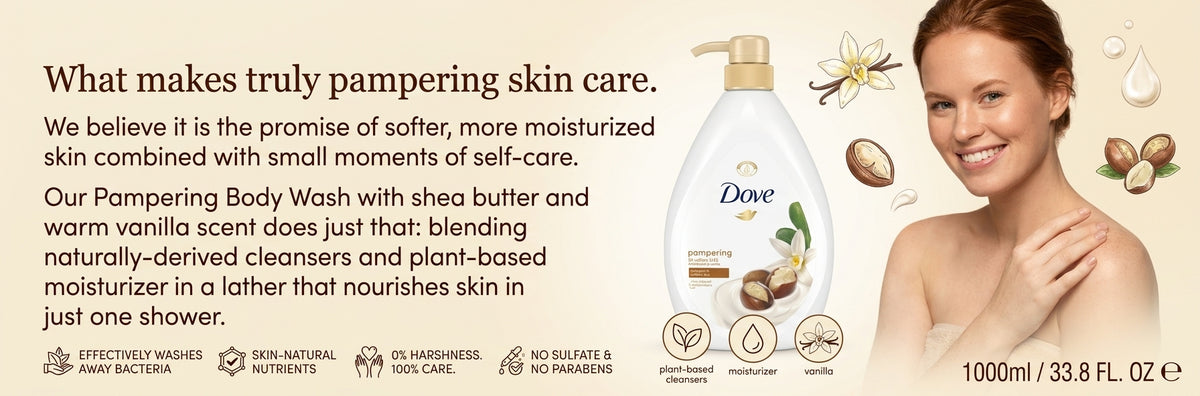 DOVE Pampering Body Wash, Shea Butter & Warm Vanilla, 1000 ML