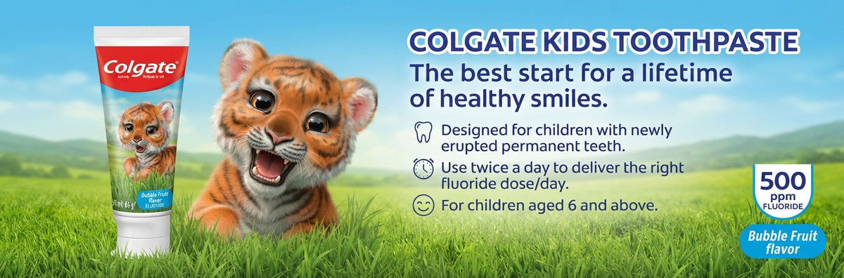 Colgate Toothpaste Kids Bubble Fruit, Fluoride Toothpaste, 2-5 years, 50ml