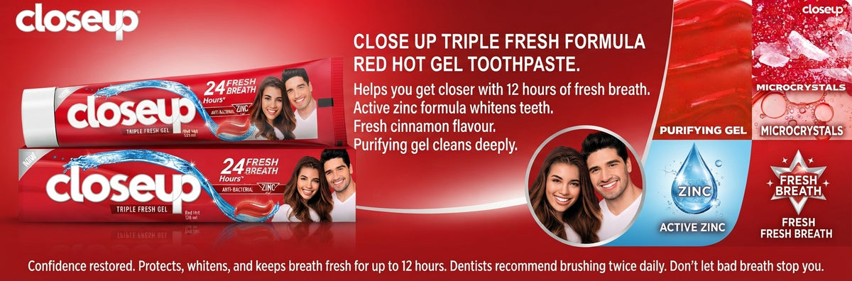 Closeup Triple Ever Fresh Formula Gel Red Hot Toothpaste 120 ml