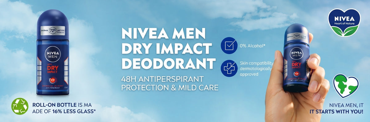 Nivea Men Dry Impact Anti-Perspirant Deodorant for Men with 72H Protection Roll-on 50 ml