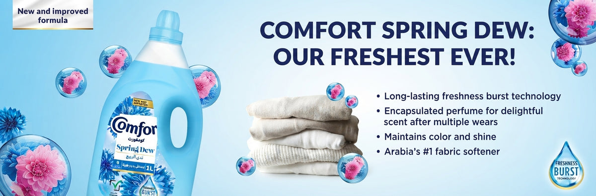 COMFORT Fabric Softener, Spring Dew, with freshness-burst technology, 1L