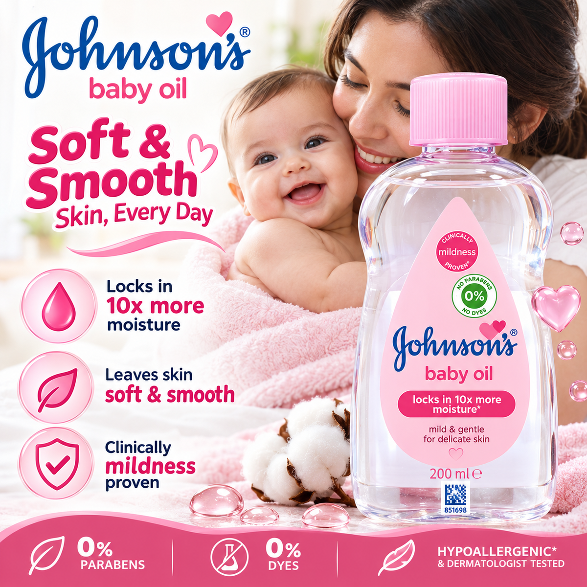 Johnson’s Baby Oil for Soft & Smooth Skin – 200ml