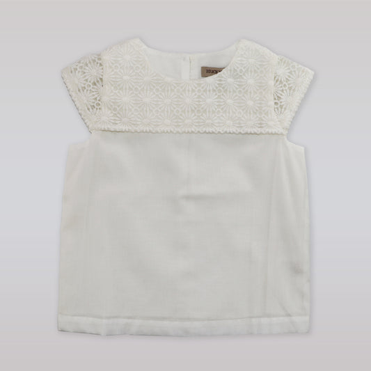Hucklebones Girls Blush Pink Ruffle Shell Sleeveless Fashion Top