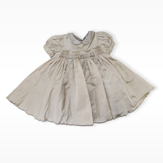 Elegant La Stupenderia Hand Smocked Embroidered Cotton Baby Party Dress