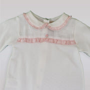 Elegant La Stupenderia Baby Girls Long Sleeve White Pink Romper