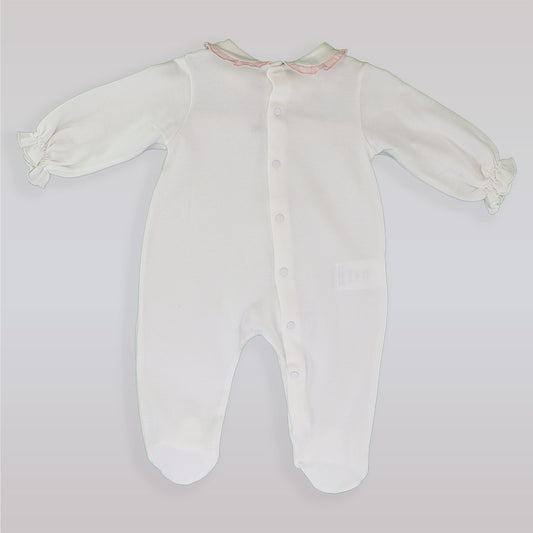 Elegant La Stupenderia Baby Girls Long Sleeve White Pink Romper