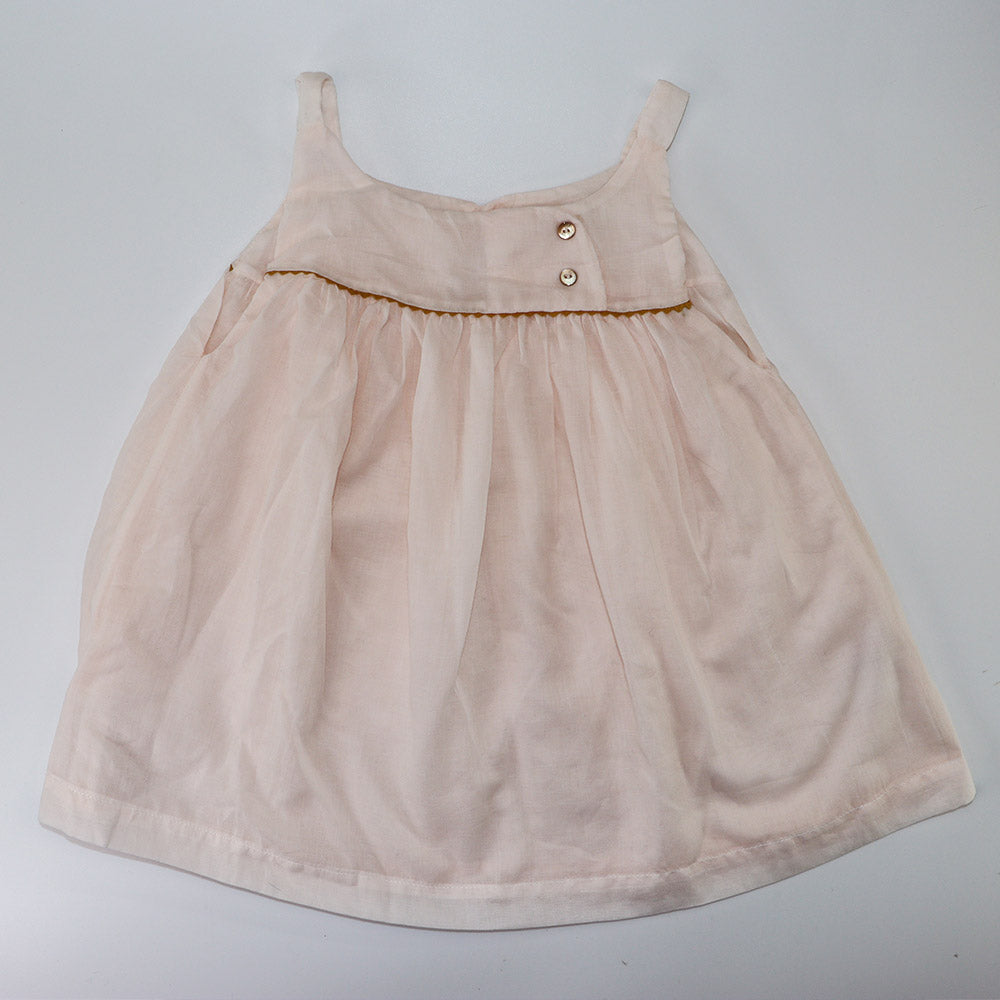 Les Enfantines Moin Blouse Sleeveless Pink Voile Girls Top