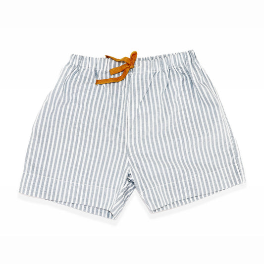 Les Enfantines Grey Striped Cotton Bermuda Shorts for Kids 8Y