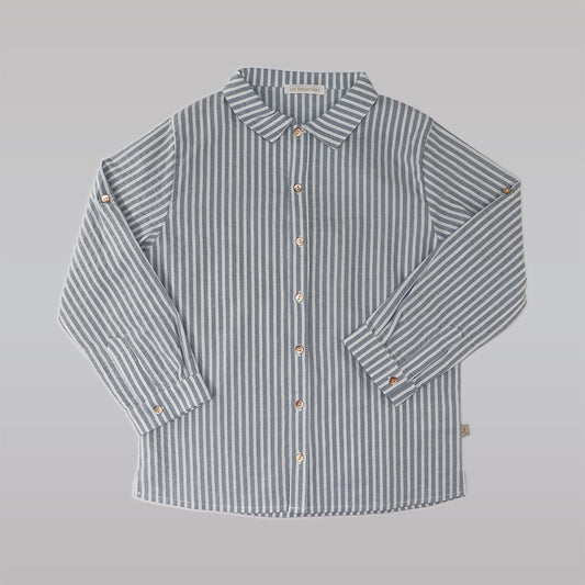 Les Enfantines Calao Striped Grey Cotton Skirt for Girls