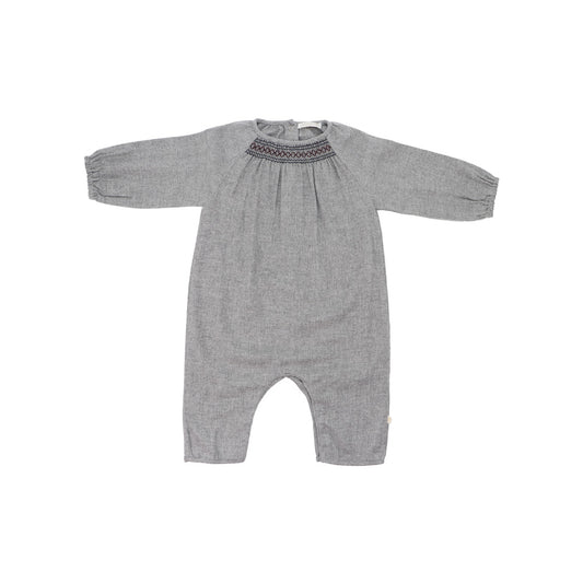 Les Enfantines Baby Boys Corneiller Blue Flannel Romper Outfit