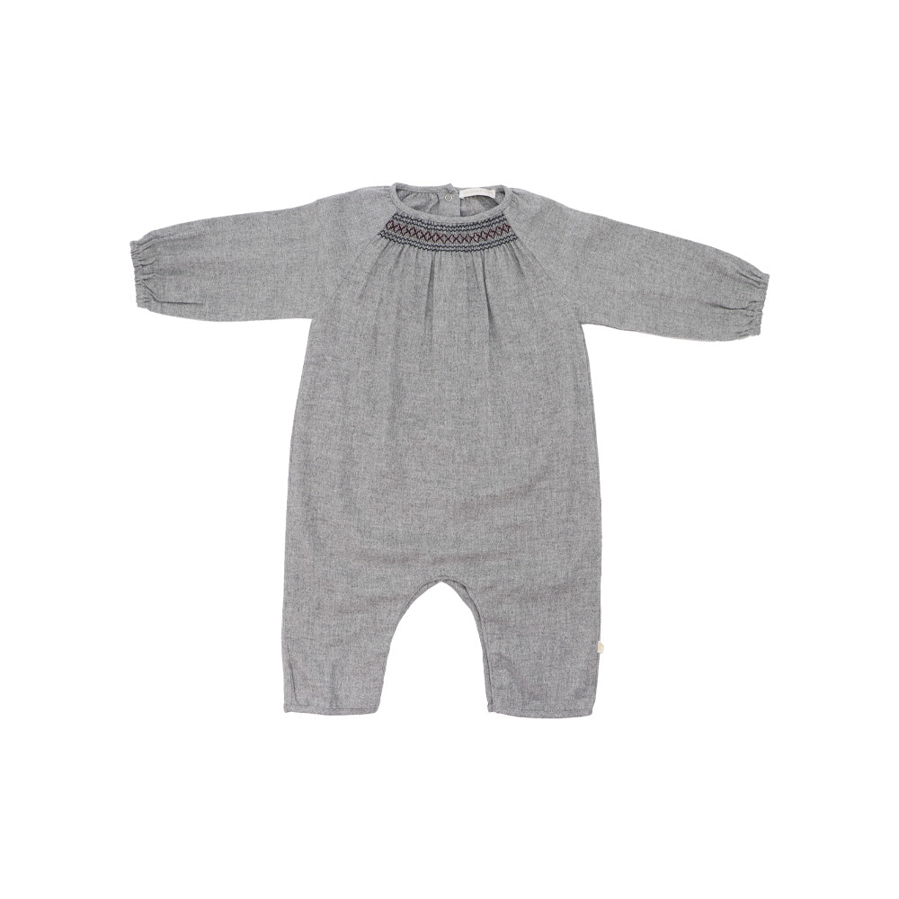 Les Enfantines Corneiller Baby Flannel Romper with Collar Detail