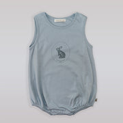 Les Enfantines Blue Grey Penguin Romper for 6 Month Infants