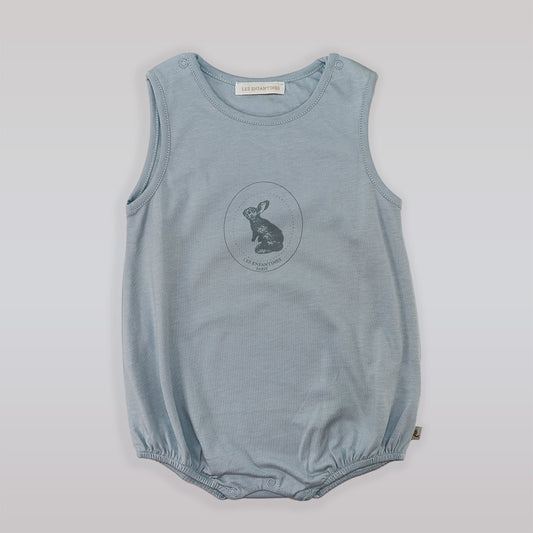 Les Enfantines Blue Grey Penguin Romper for 6 Month Infants