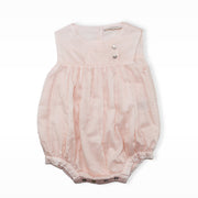 Les Enfantines Powder Pink Pelican Embroidered Baby Romper Suit