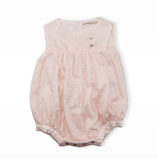 Les Enfantines Powder Pink Pelican Embroidered Baby Romper Suit
