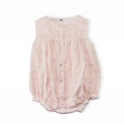 Les Enfantines Powder Pink Pelican Embroidered Baby Romper Suit