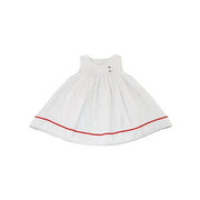 Les Enfantines Sky Blue Poule Romper with Lipstick Braid Detail