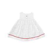 Les Enfantines Sky Blue Poule Romper with Lipstick Braid Detail