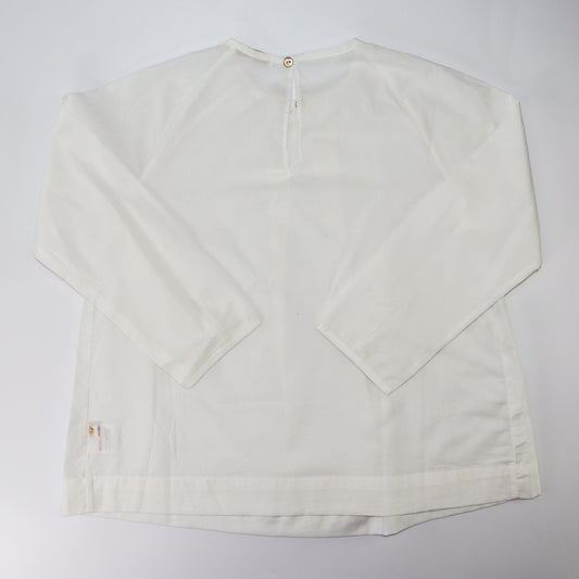 Elegant Les Enfantines Tourterelle and Ecru Cotton Kids Blouse