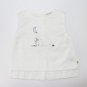 Les Enfantines Sky Blue Chouette Owl Embroidered Baby Cotton Romper