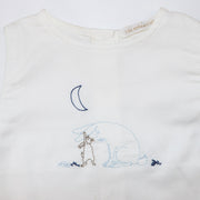 Les Enfantines Sky Blue Chouette Owl Embroidered Baby Cotton Romper