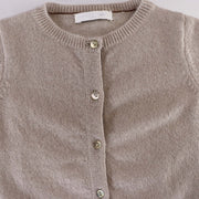 Les Enfantines Luxury Cashmere Ladybug Baby Sweater in Moon Beam