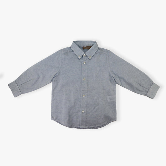 Elegant La Stupenderia Boys White Cotton Button-Down Dress Shirt