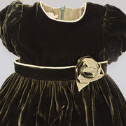 La Stupenderia Dark Green Abia Velvet Occasion Dress for Girls