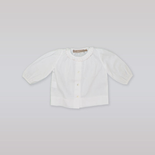 Elegant White and Pink Cotton Cama Shirt by La Stupenderia