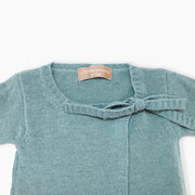 Elegant La Stupenderia Green Knit Cardigan with Contrast White Trim