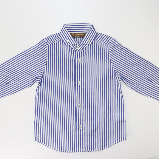 Premium La Stupenderia Boys White Cotton Shirt Blue Contrast Trim